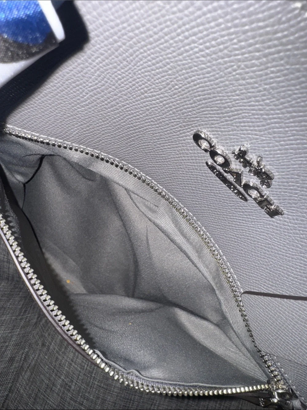 Coach Bag Gallery Grey Leather Tote with Scarf - Picture 15 of 17